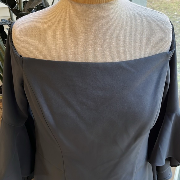 EUC Milly dress off/at the edge of the shoulder flutter sleeve in steel grey - Picture 2 of 11